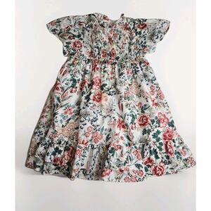 Janie and Jack Floral Smocked Dress 7 Ruffle Hem & Flutter Sleeves Cottagecore